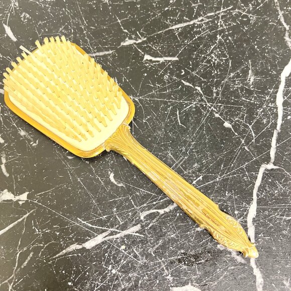 Ornate Vanity Hairbrush Vintage Gold Tone Floral Design Hollywood Regency Style - Picture 8 of 11